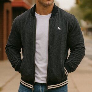 Abercrombie & Fitch Full Zip Muscle Jacket Men’s Medium Black Preppy Sweatshirt